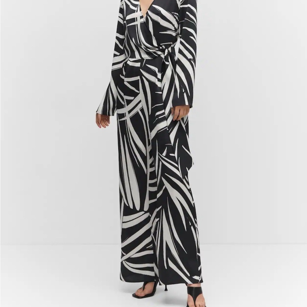 Mango Black and White Patterned Jumpsuit